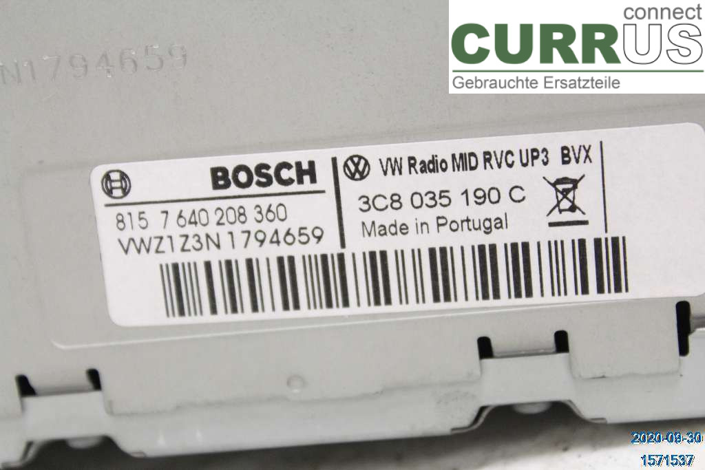 VW PASSAT  11-14 Radio-CD-/Multimedia-Panel 3C8057190C CFGC 2,0 TDI