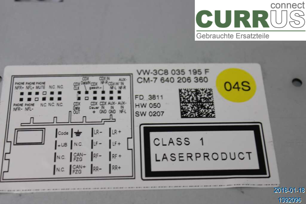 VW PASSAT  11-14 Radio CD / Multimedia panel 3C8057195FX 2,0 TDI