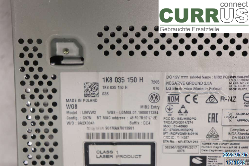 VW TRANSP/CARAVELLE 16- Radio CD / Multimedia panel 1K8035150H 2,0 TDI