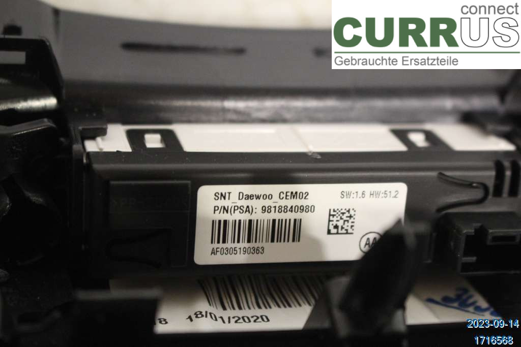 PEUGEOT 508  19- Control display 9818840980 SW 1,6 HYBRID