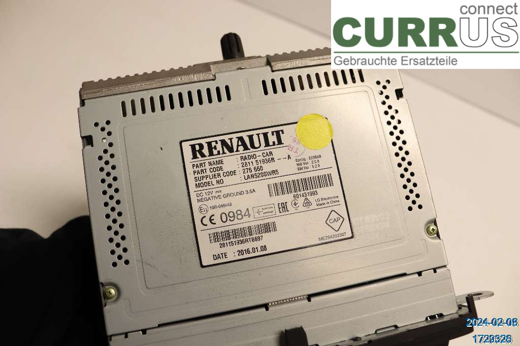 DACIA DUSTER  10-17 Radio CD /Multimediapanel 281156790R 1.5 DCI