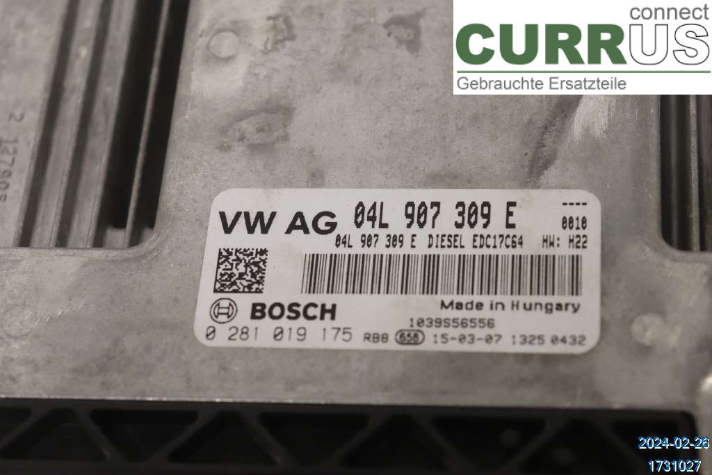 VW GOLF / E-GOLF VII 13-20 Engine Control Unit Diesel (ECU) 04L906021FD 1.6 TDI