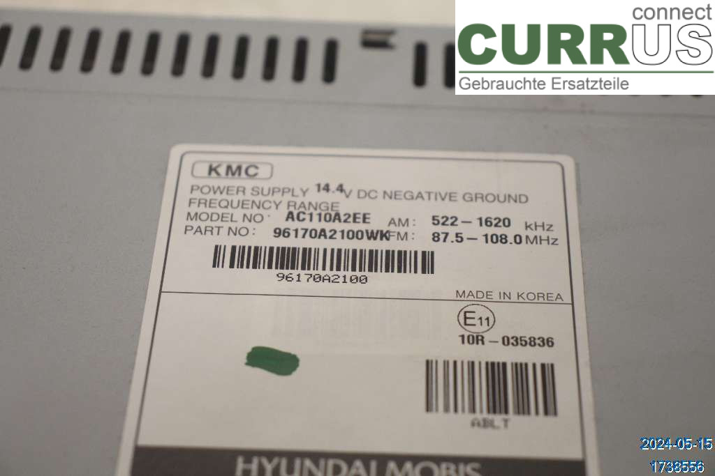 KIA CEED  12-18 Radio CD /Multimediapanel 96170A2100WK 1.6