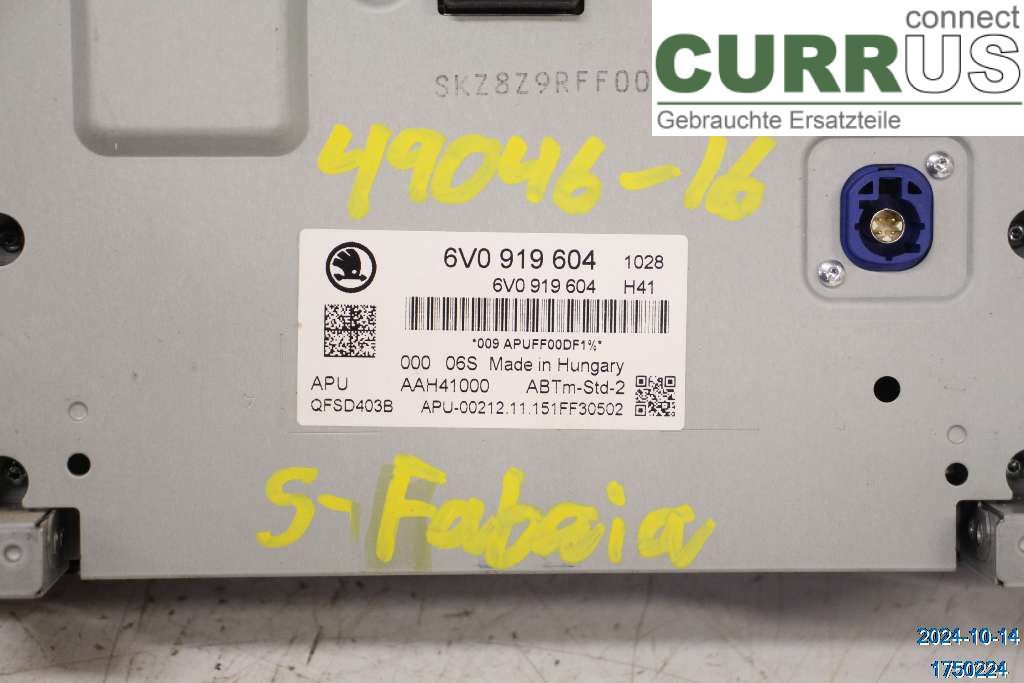 SKODA FABIA  15- Radio CD / multimediepanel 6V0919604B 1.2TSI