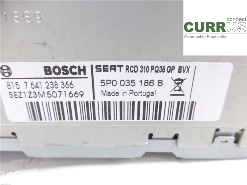 SEAT LEON    06-12 Radio CD /Multimediapanel 5P0035186B CBZB