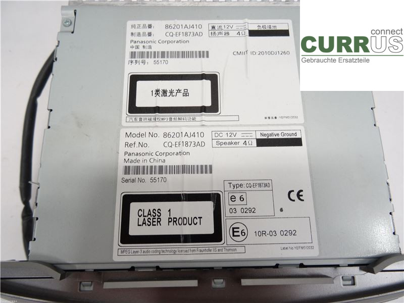 SUBARU OUTBACK 10-14 Radio CD / Multimedia panel 86201AJ410