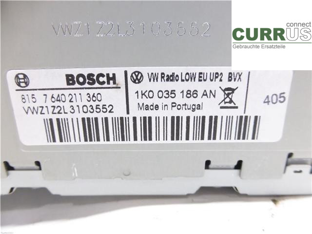 VW CADDY  11-15 Radio CD /Multimediapanel 1K0035186AN 1.6TDI CAYD
