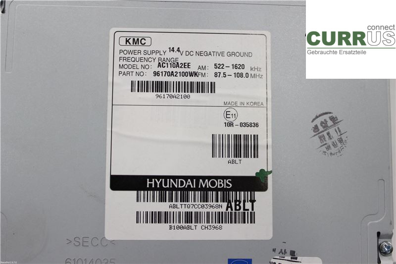 KIA CEED  12-18 Radio CD / Multimedia panel 96170A2100WK 