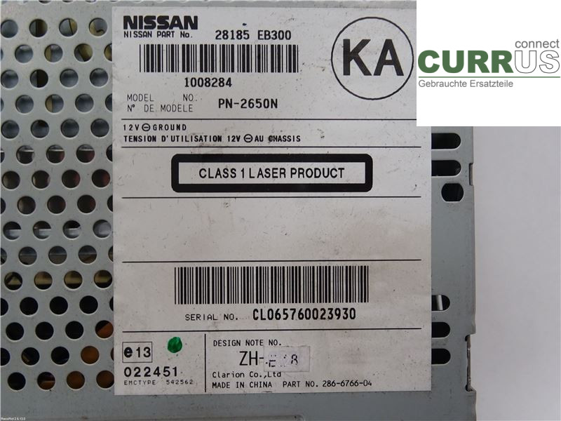 NISSAN NAVARA    05- Radio CD / Multimedia panel 28185EB300 2,5DCI YD25DDTI