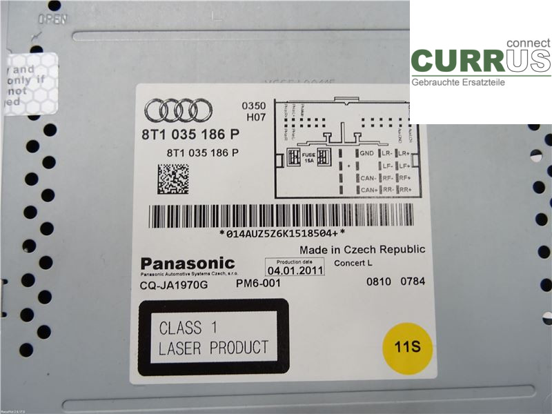 AUDI A4/S4  08-11 Radio CD / Multimedia panel 8T1057186PX 2,0TDI CAGA