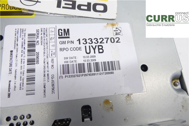 OPEL INSIGNIA  09-16 Radio CD / Multimedia panel 13336630 1,6T A16LET
