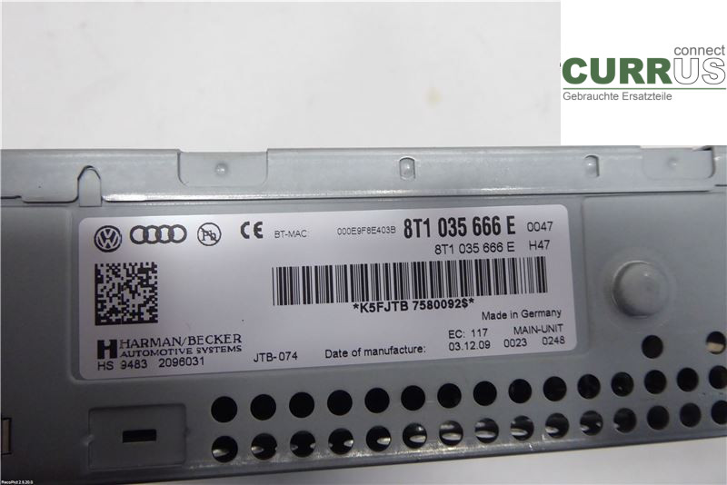 AUDI A5  07-16 Radio CD / Multimedia panel 8T1035666E 2,7TDI CGKA