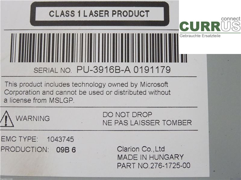 CITROEN C4 II  11-18 Radio CD / Multimedia panel 1623963180 HNY
