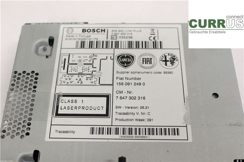 ALFA GIULIETTA Radio CD / Multimedia panel 156096877 940A2000