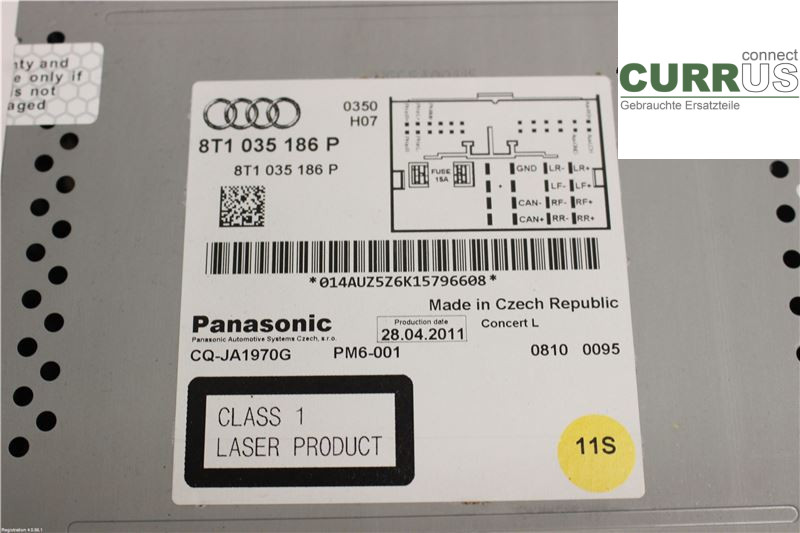 AUDI Q5     09-16 Radio CD / panneau multimédia 8T1057186PX CGLB