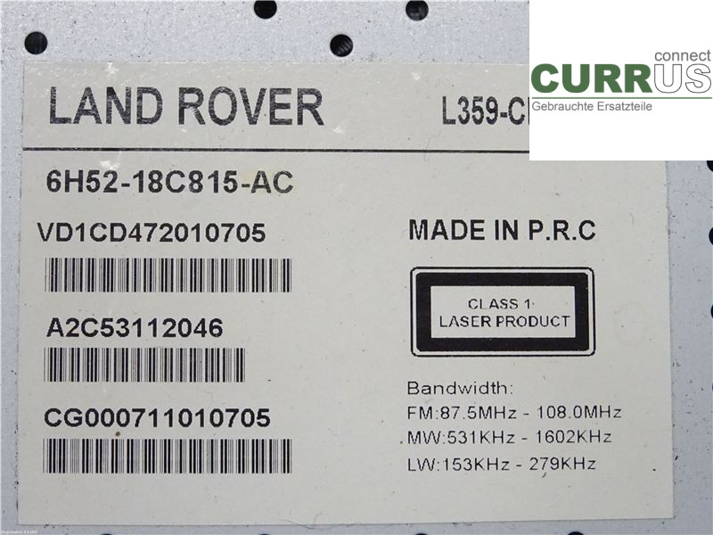 LAND ROVER FREELANDER 2  07-16 Radio CD / Multimedia panel LR006006 224DT