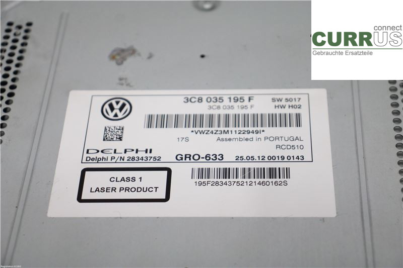VW PASSAT  11-14 Radio CD / Multimedia panel 3C8057195FX CFFB