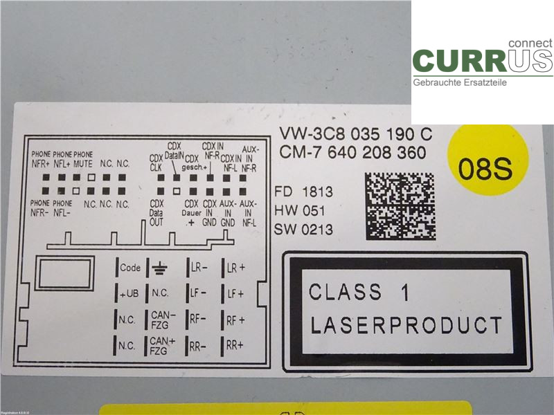 VW PASSAT  11-14 Radio-CD-/Multimedia-Panel  CFGC