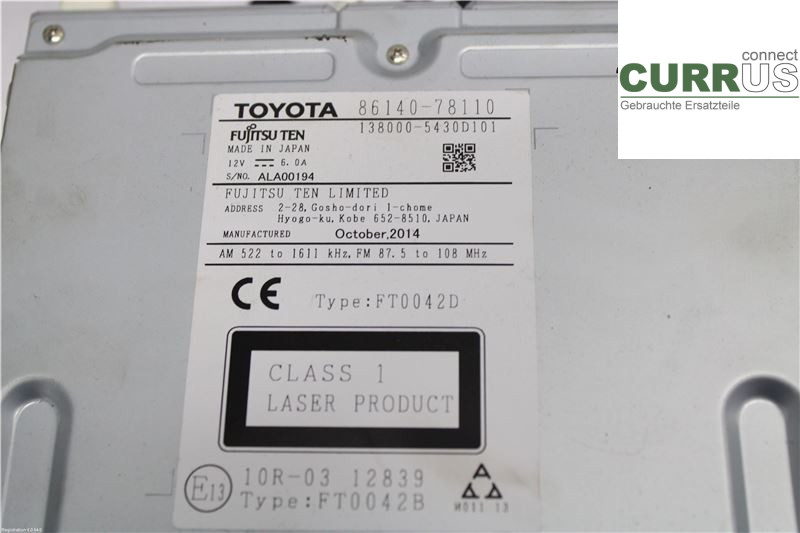 LEXUS NX 300h 15- Radio CD / Multimedia panel 8614078110 2AR-FXE