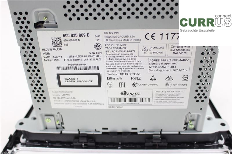 VW POLO       10-17 Radio-CD-/Multimedia-Panel 6C0035869D CJZC