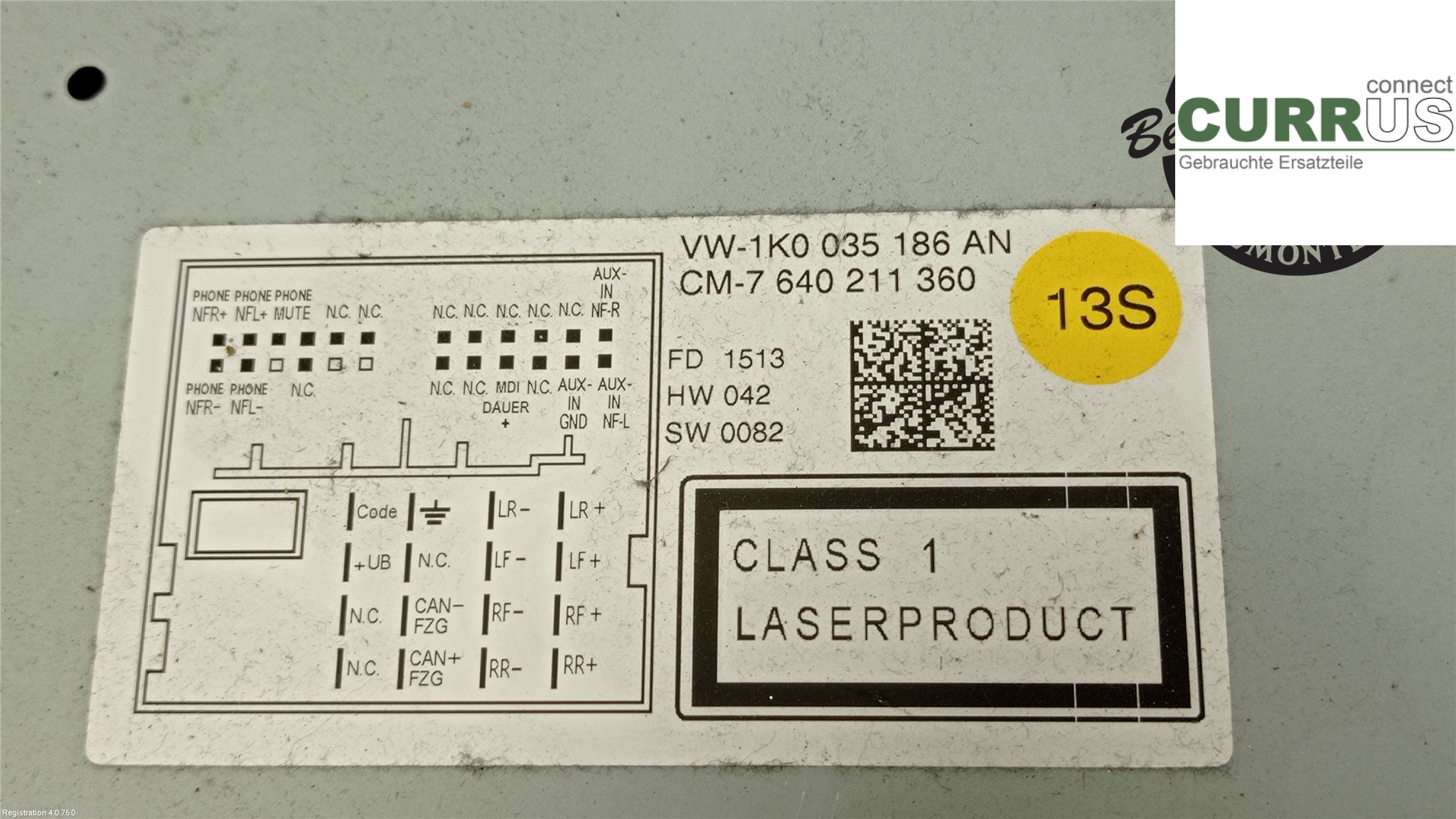 VW CADDY  11-15 Radio CD / multimediepanel 1K0035186AN CAYE