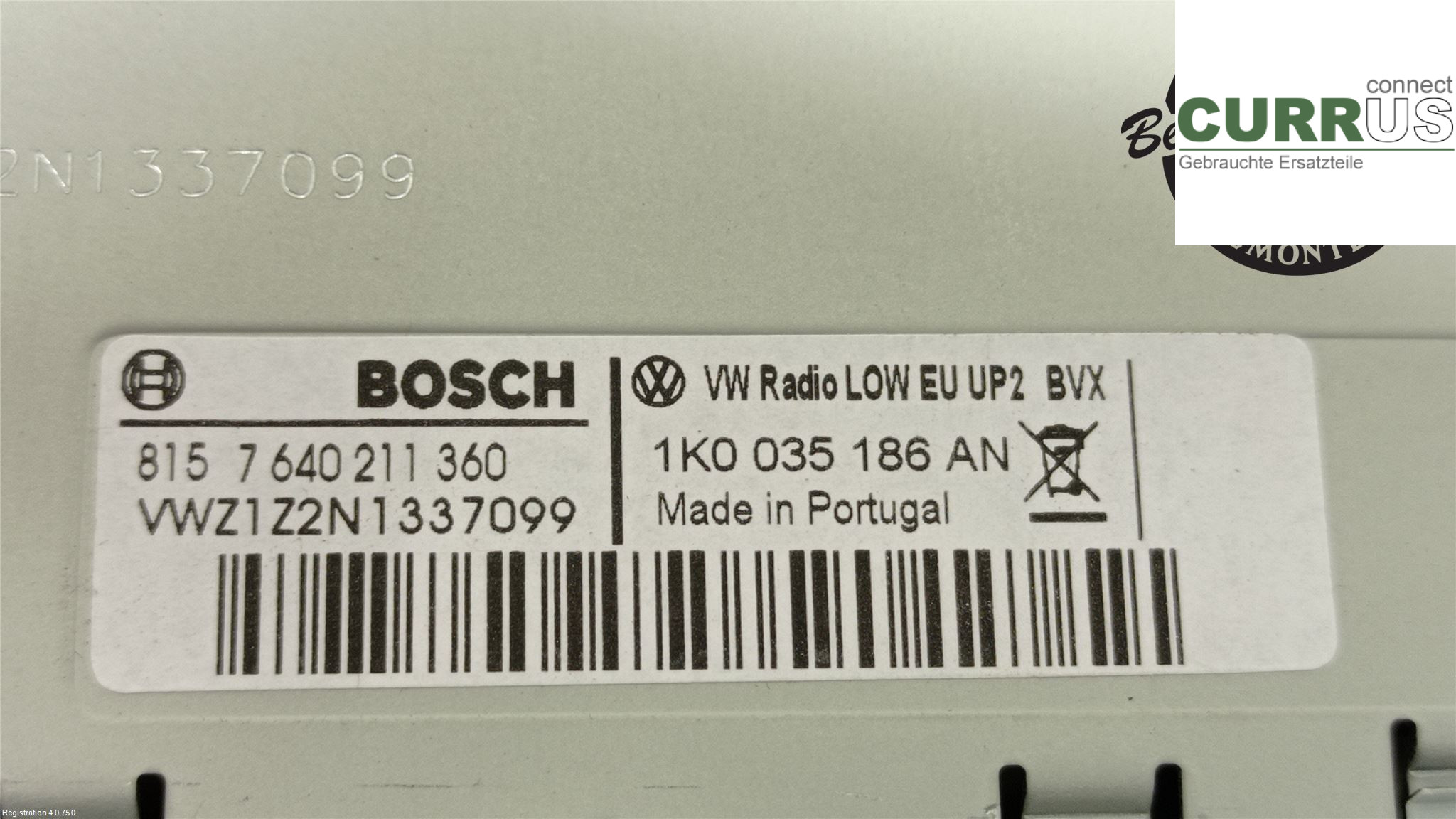 VW CADDY  11-15 Radio CD / multimediepanel 1K0035186AN CAYE