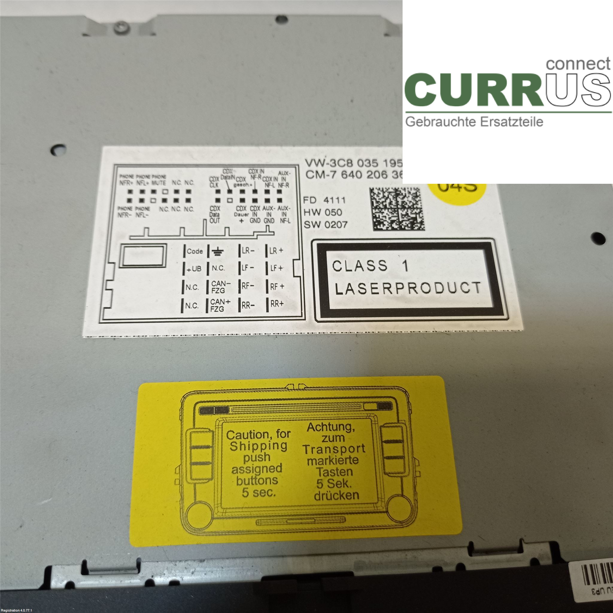VW PASSAT  11-14 Radio CD / panneau multimédia 3C8057195F CFFB