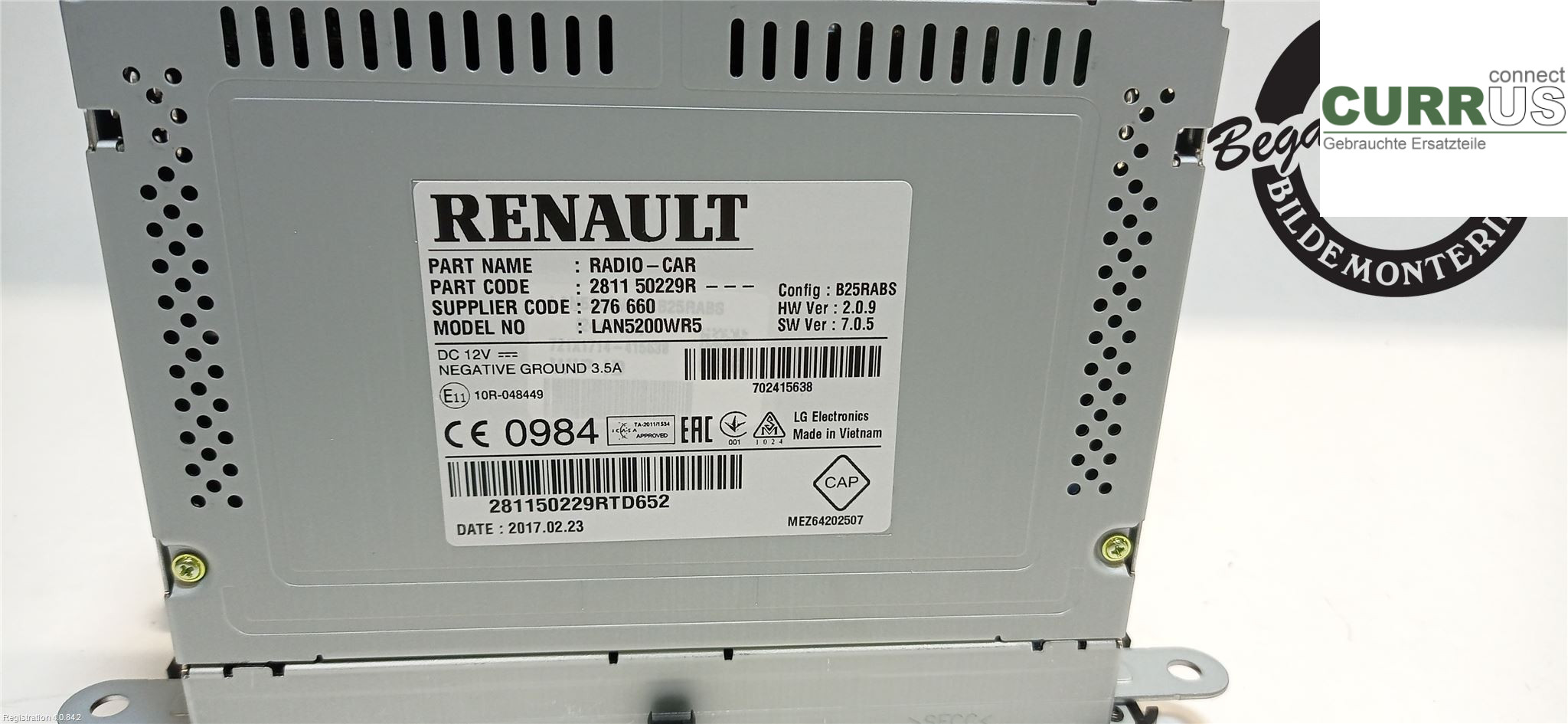 DACIA DOKKER Radio CD / Multimedia panel 281154761R 
