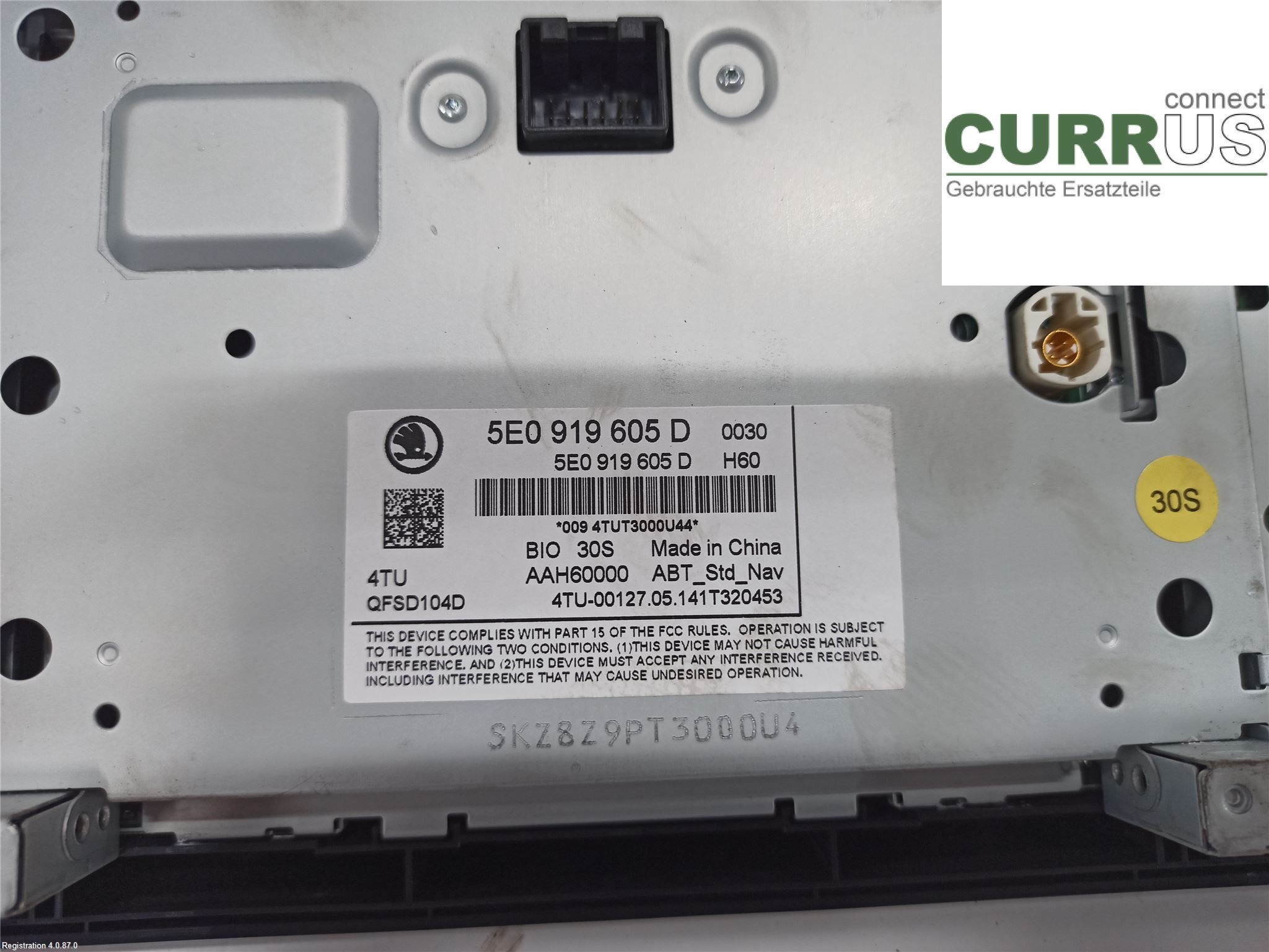 SKODA OCTAVIA  13-20 Radio-CD-/Multimedia-Panel 5E0 919 605 D CUPA
