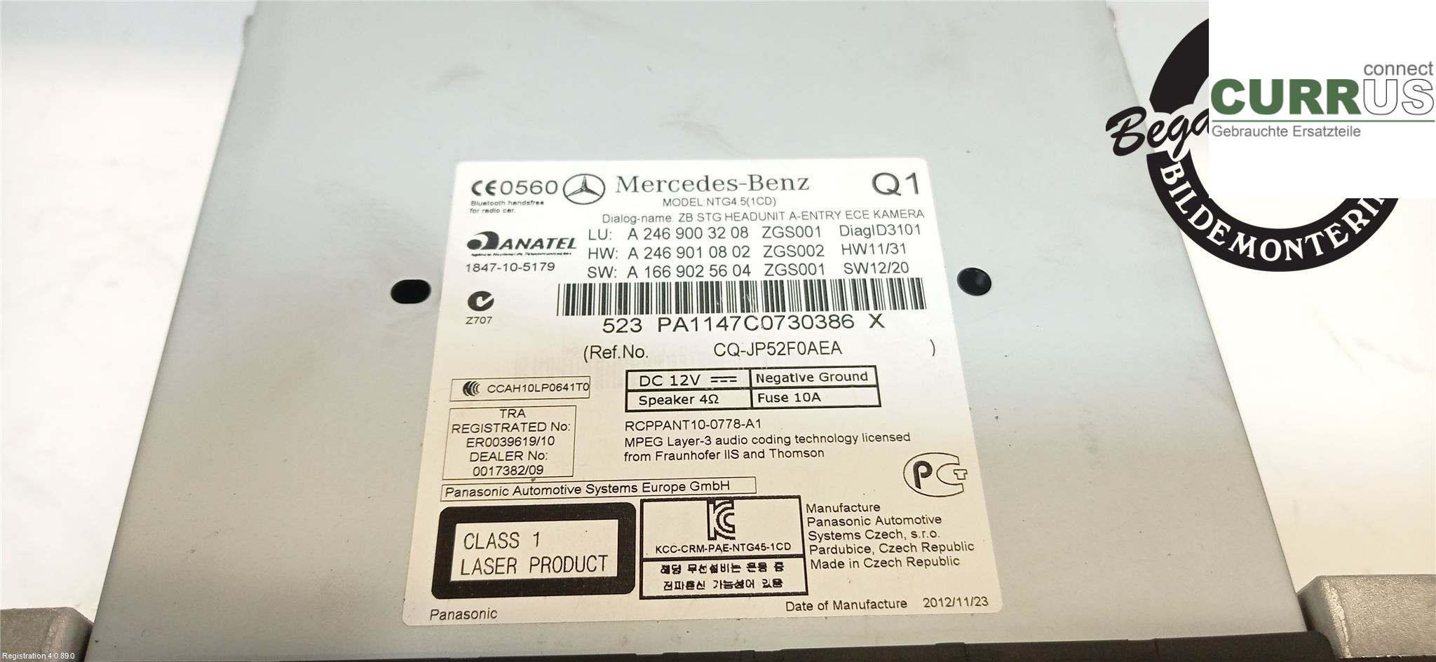 MB A-KLASS (W176)   13-18 Radio-CD-/Multimedia-Panel A 246 900 87 10 OM651.901