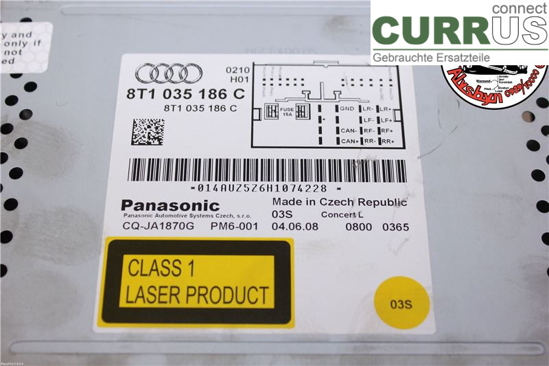 AUDI A4/S4  08-11 Radio CD / panneau multimédia 8T1057186CX 3.2 FSI 265HK