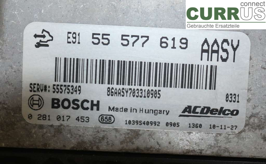 OPEL INSIGNIA  09-16 Motorstyringsenhed Diesel (ECU) 55575349 2.0CDTI 160HK