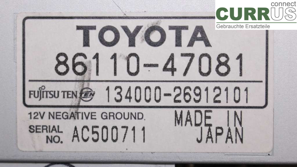 TOYOTA PRIUS  NHW20 04-08 car-part-types.display 86110-47081-C0 1.5 Hybrid