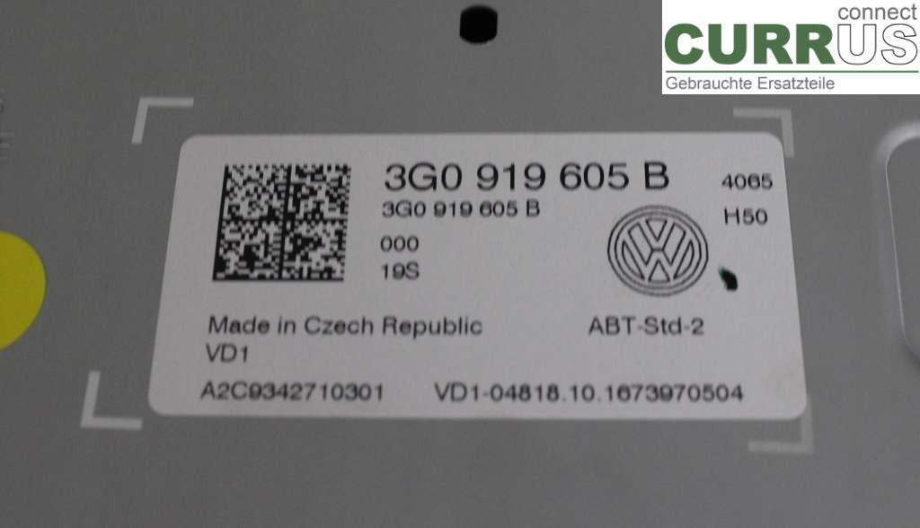VW PASSAT  15-19 Radio CD / panel multimedialny 3G0919605B 1,4T R4 150HK