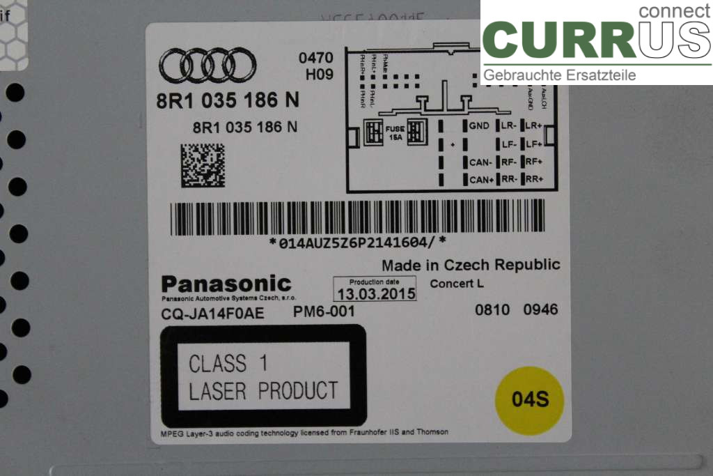 AUDI A5  07-16 Radio CD / multimediepanel 8R1057186N 2,0tdi 140KW
