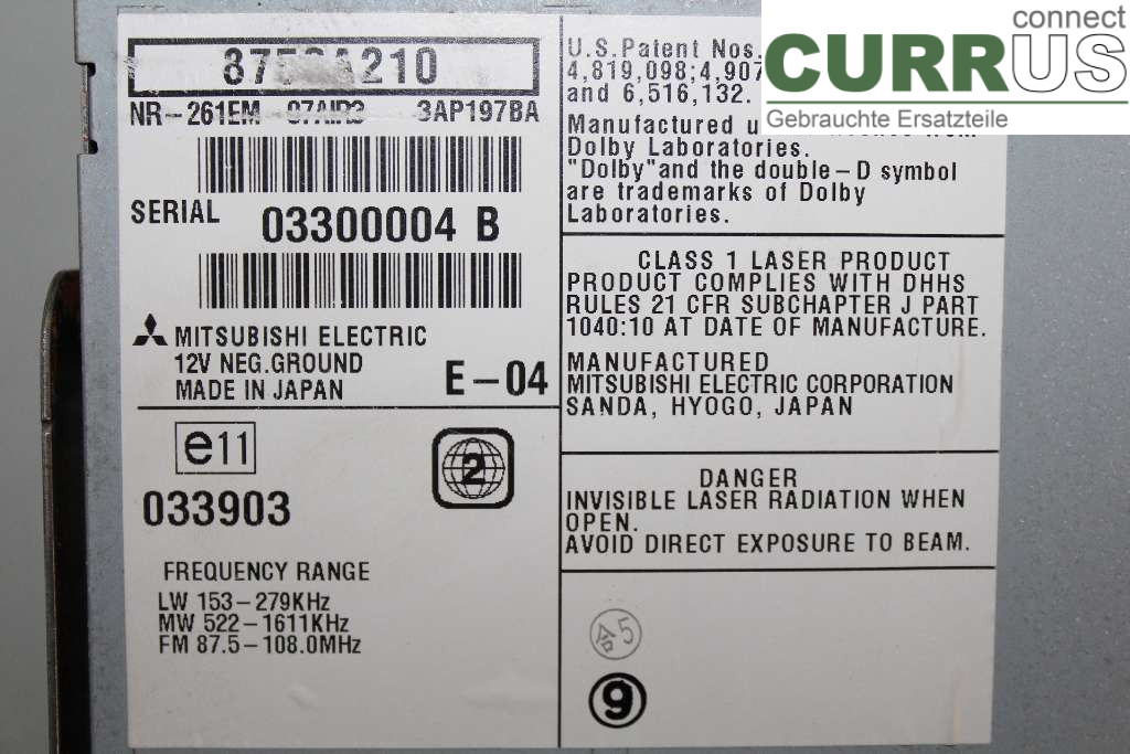 MITSUBISHI PAJERO  06-15 Radio CD / Multimedia panel 91546C 3.2 DI-D 147KW