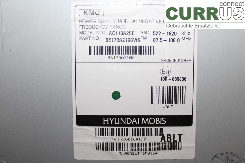 KIA CEED  12-18 Radio CD / Multimedia panel 96170-A2100WK 1.6CRDI 128HK