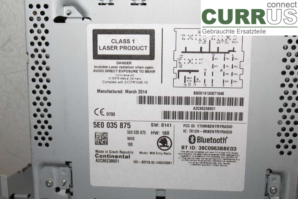 SKODA OCTAVIA  13-20 Radio CD / Multimedia panel 5E0035875 1.6TDI 105HK