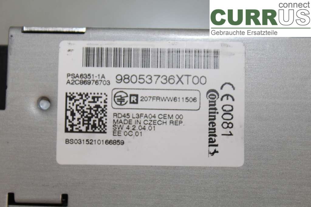 PEUGEOT PARTNER 16-18 Radio CD / multimediepanel 1616144880 1.6HDI 99HK