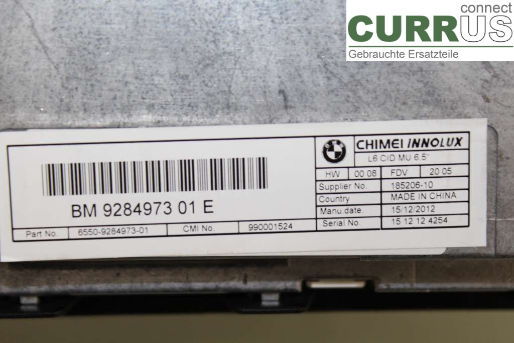 BMW F10/F11/F18  09-17 Kontrolskærm 65509284973 2,0D  184HK
