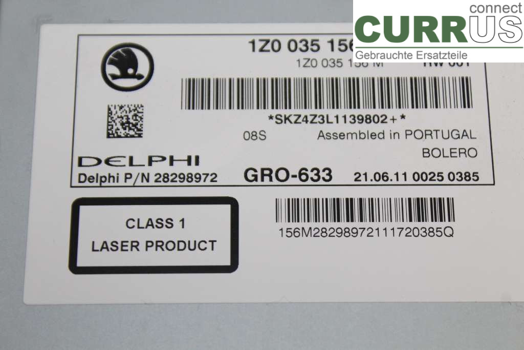 SKODA OCTAVIA    05-13 Radio CD / panel multimedialny 1Z0035156M 1.6I 102HK