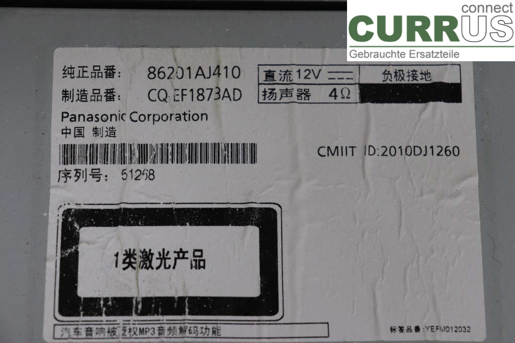 SUBARU OUTBACK 10-14 Radio CD / Multimedia panel 86201-AJ410 2.0DIESEL 150HK