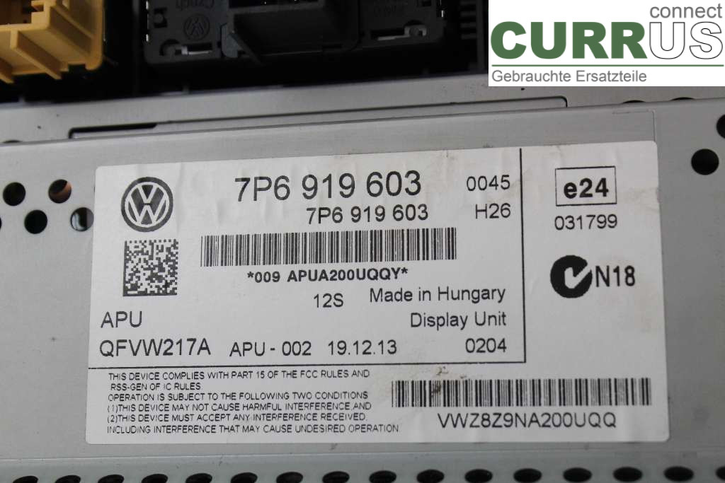VW TOUAREG 7P  11-18 Radio CD / Multimedia panel 7P6919603X 3.0TDI 245HK