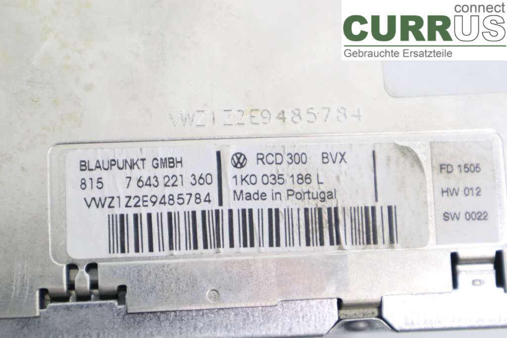 VW CADDY      04-10 Radio CD / Multimedia panel 1K0035186L 1,9TDI
