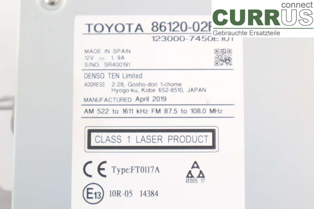 TOYOTA COROLLA 19- Radio CD / multimediepanel  1.8HYBRID 98HK