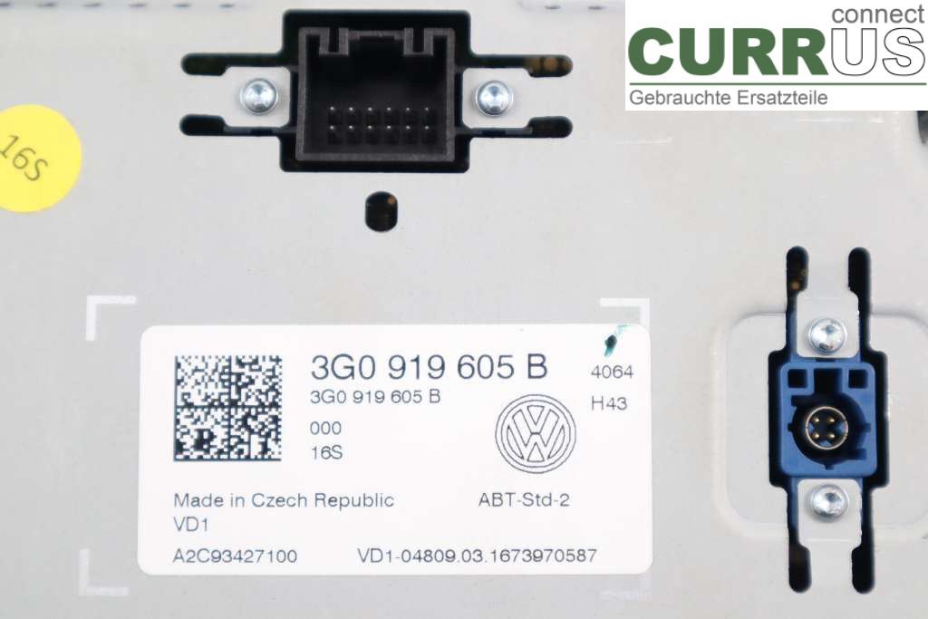VW PASSAT  15-19 Radio CD / panel multimedialny 3G0919605B 2.0TDI 190HK