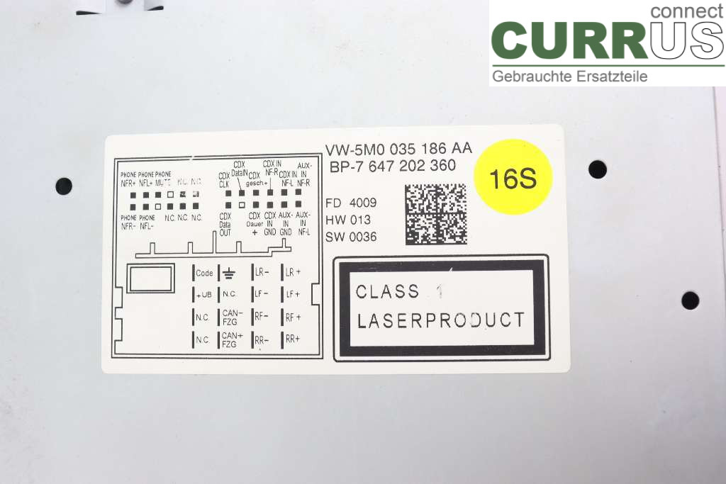 VW TRANSP/CARAVELLE 04-15 Radio CD / Multimedia panel 5M0057187AX 2.0TDI 180HK