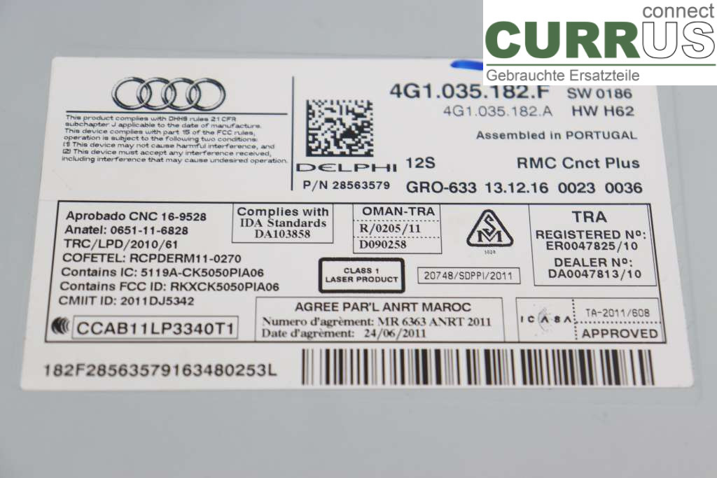 AUDI A6/S6 4G   11-18 Radio CD / panel multimedialny 4G1035182FX 2.0TDI