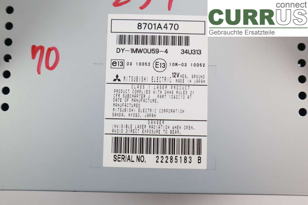 MITSUBISHI ASX 10-22 Radio CD / Multimedia panel 8701A470 1.8DI-D