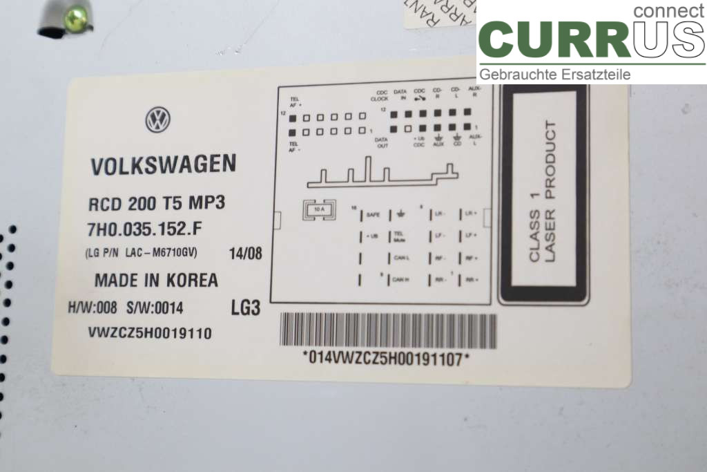 VW TRANSP/CARAVELLE 04-15 Radio CD / multimediepanel  2.5TDI